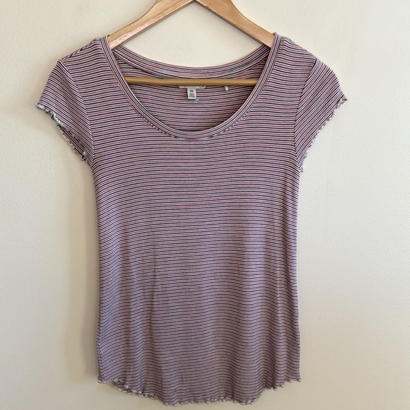 TOAD & CO striped lettuce edge tee . - Picture 2 of 4